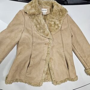 St. John's Bay Tan Faux-Shearling Trim Jacket
